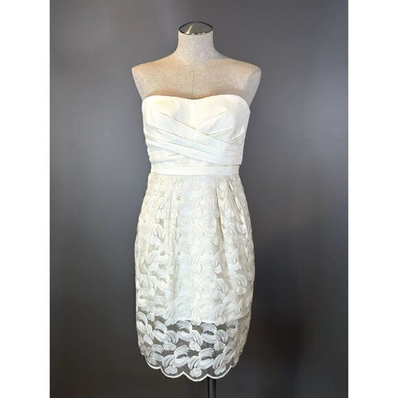 BCBGMazAzria NEW Adrianna Strapless Lace Dress in Ivory Size 8 - Picture 1 of 6